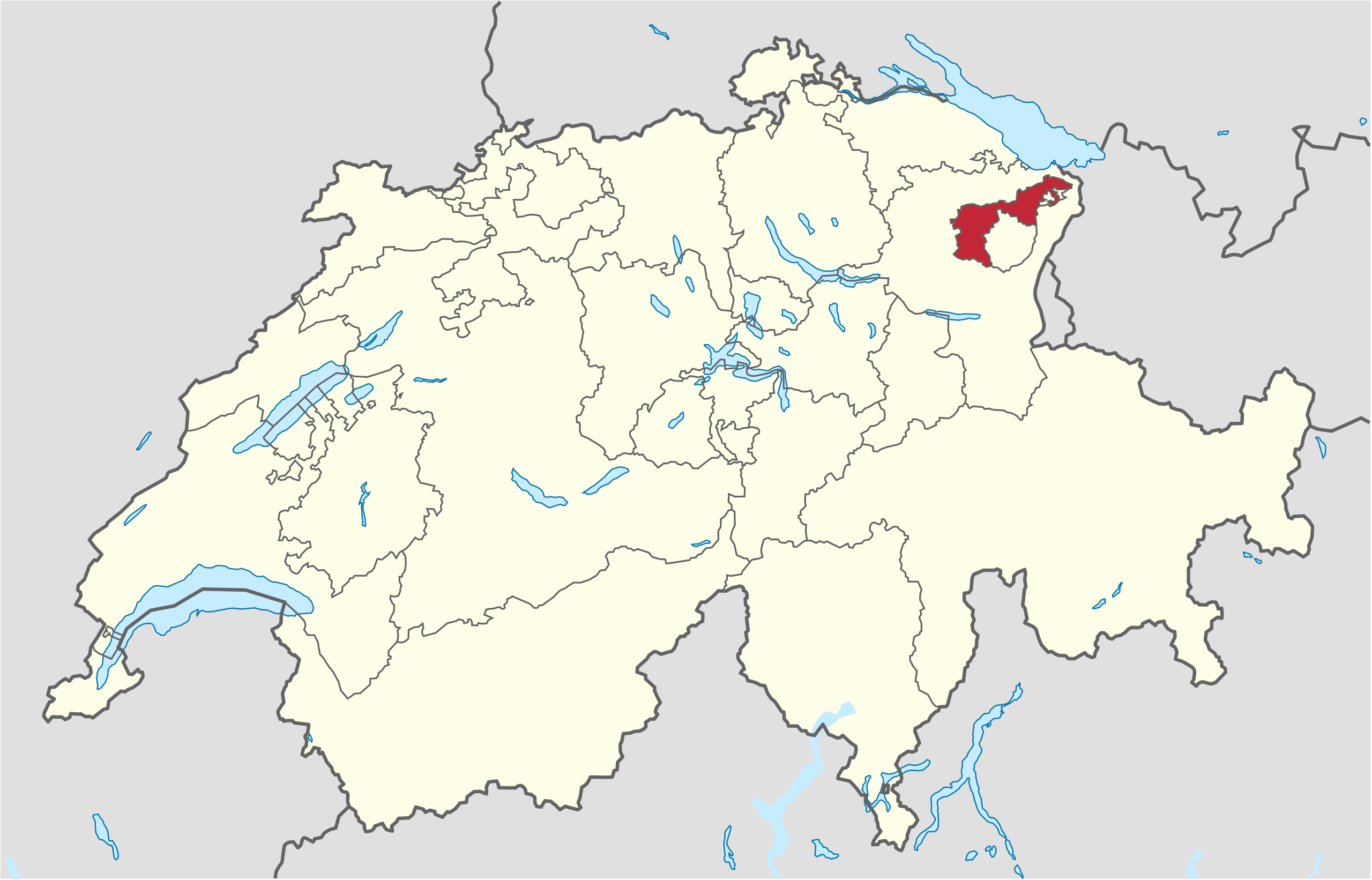 Ubicación en Suiza: Cantón